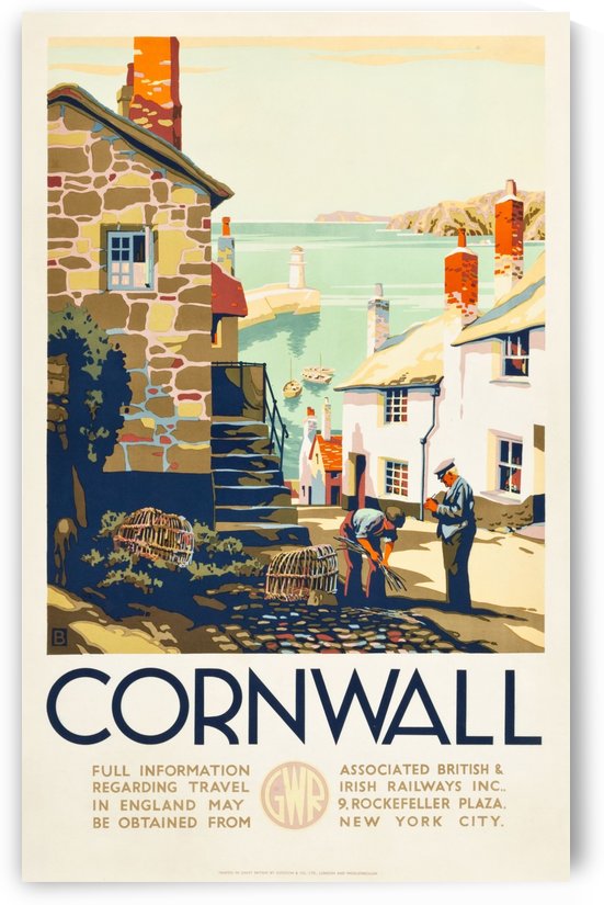 Cornwall, England Travel Poster 1930 by VINTAGE POSTER