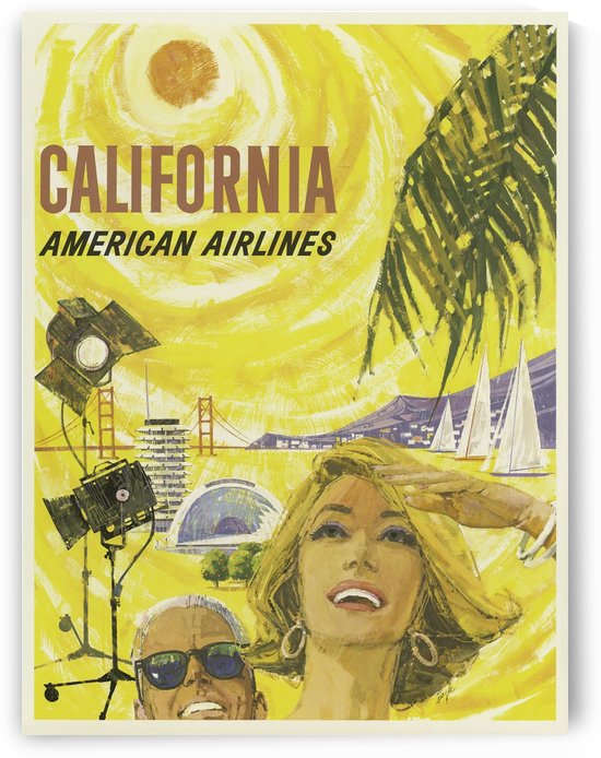 American Airlines California Vintage Travel Poster by VINTAGE POSTER