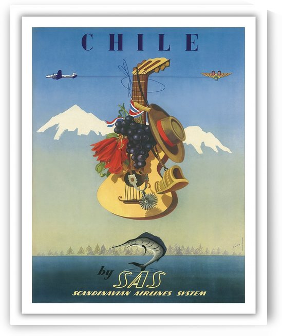 Scandinavian Airlines System Poster for Chile by VINTAGE POSTER