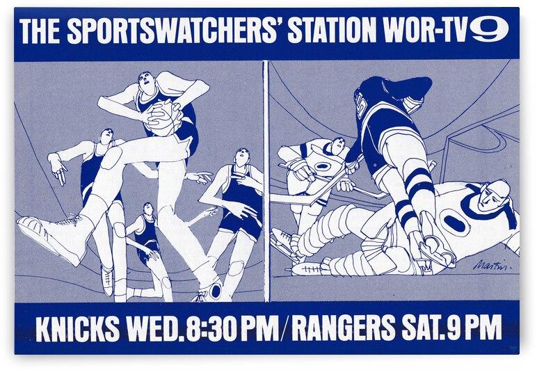 1967 New York Knicks and Rangers WOR TV9 Ad by Row One Brand