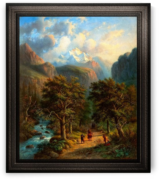 Landscape In The High Mountains by Alexander Joseph Daiwaille Classical Fine Art Xzendor7 Old Masters Reproductions by xzendor7
