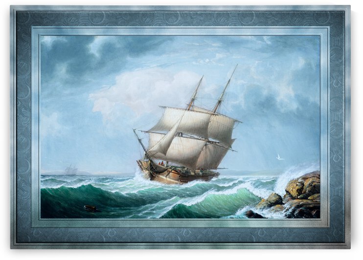 Brig Off the Maine Coast by Fitz Hugh Lane Classical Marine Fine Art Xzendor7 Old Masters Reproductions by xzendor7