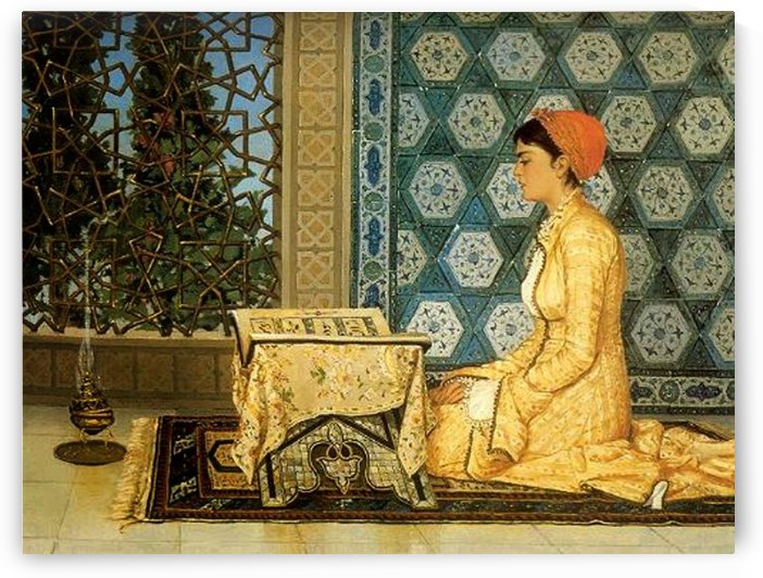 Beautiful oriental woman reading by Osman Hamdi Bey