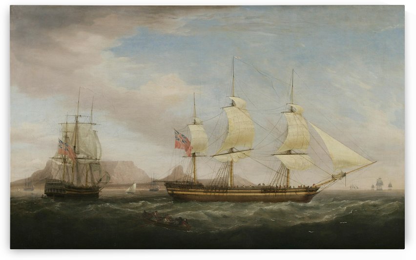 A British East Indiamen in Two Positions by Dominic Serres