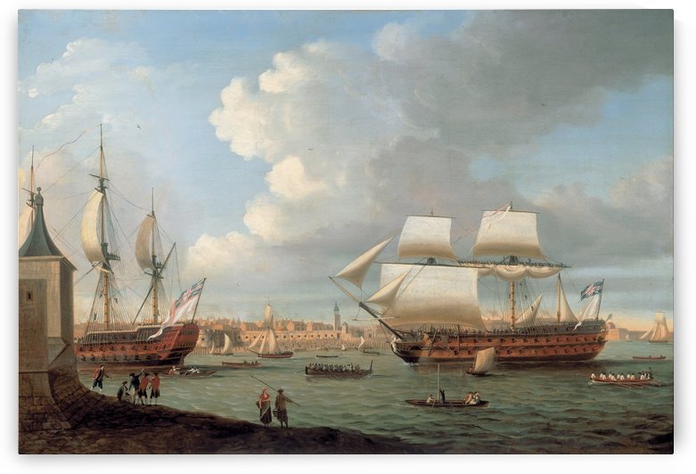 Foudroyant and Pegase entering Portsmouth Harbour by Dominic Serres