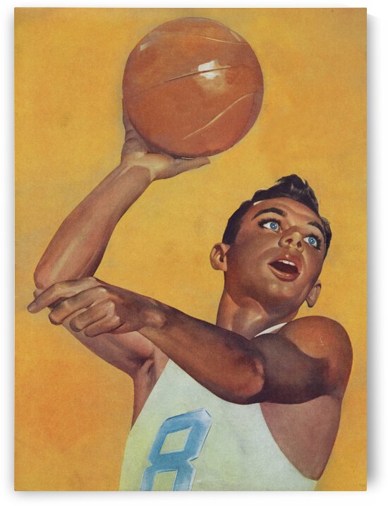 1956 Golden Background Vintage Basketball Player Art by Row One Brand