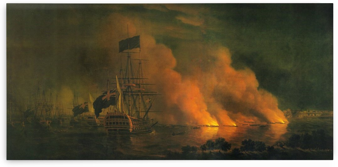 French Fire Rafts Attacking the English Fleet off Quebec, 28 June 1759 by Dominic Serres