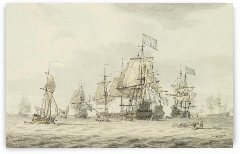 A Squadron of the Fleet making ready to sail by Dominic Serres