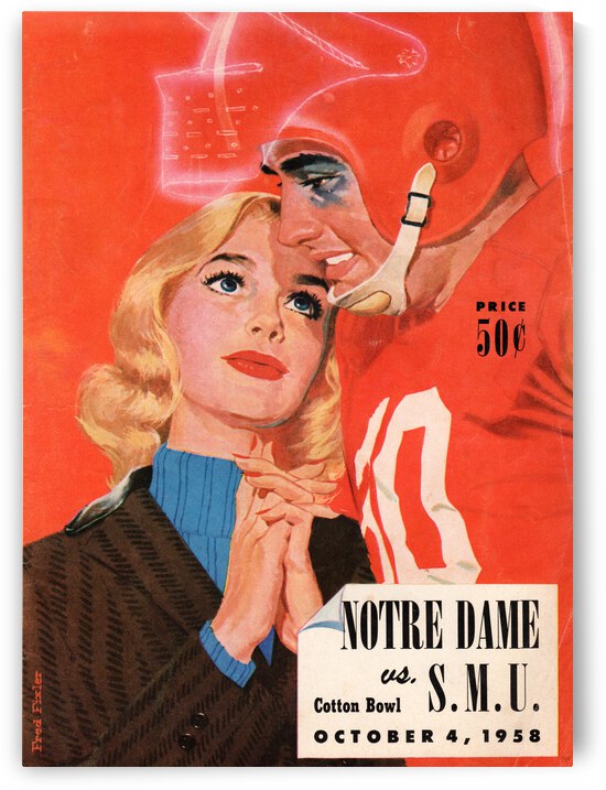 1958 Notre Dame vs. SMU Football Program Cover Art by Row One Brand