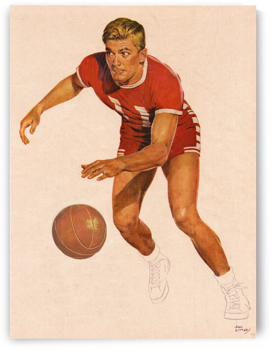 1960 Vintage Basketball Player Art by Row One Brand