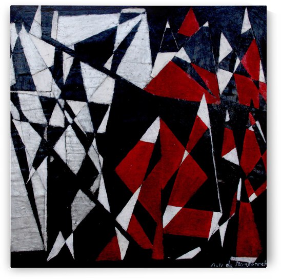 Oeuvre abstraite rouge noir et blanc by Anneda