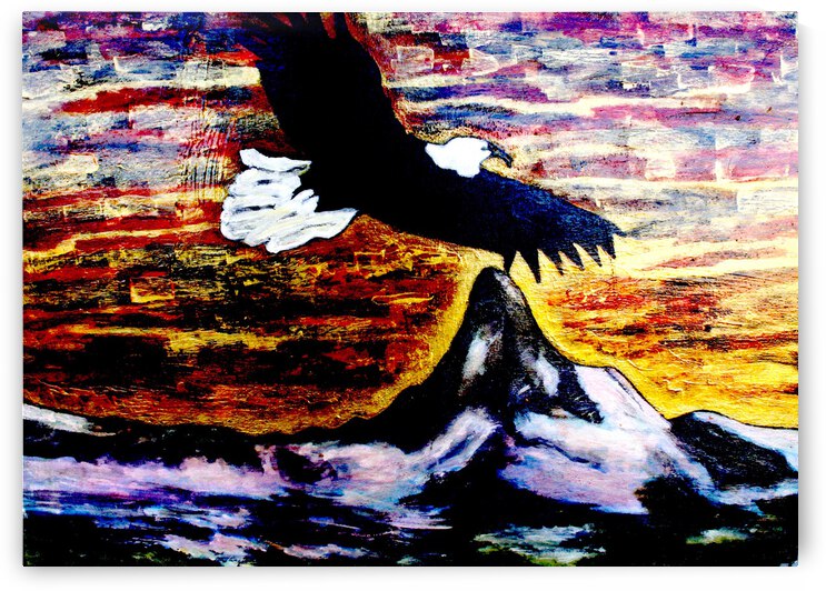 Aigle volant au dessus dune montagne by Anneda