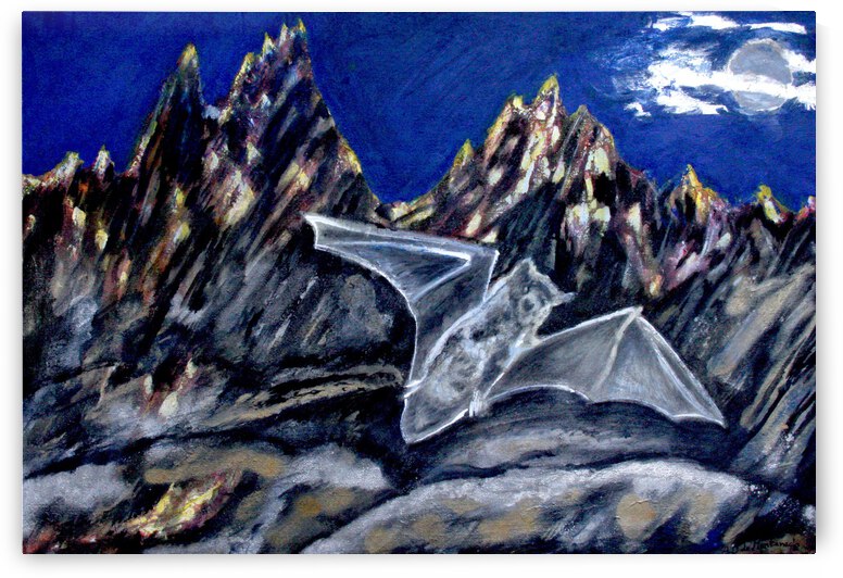 Chauve-souris volante devant montagnes by Anneda