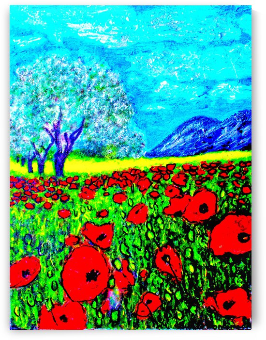  champ de coquelicots avec arbre by Anneda