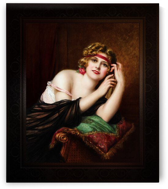 Portrait Of An Elegant Woman by Francois Martin-Kavel Vintage Illustration Xzendor7 Art Reproductions by xzendor7