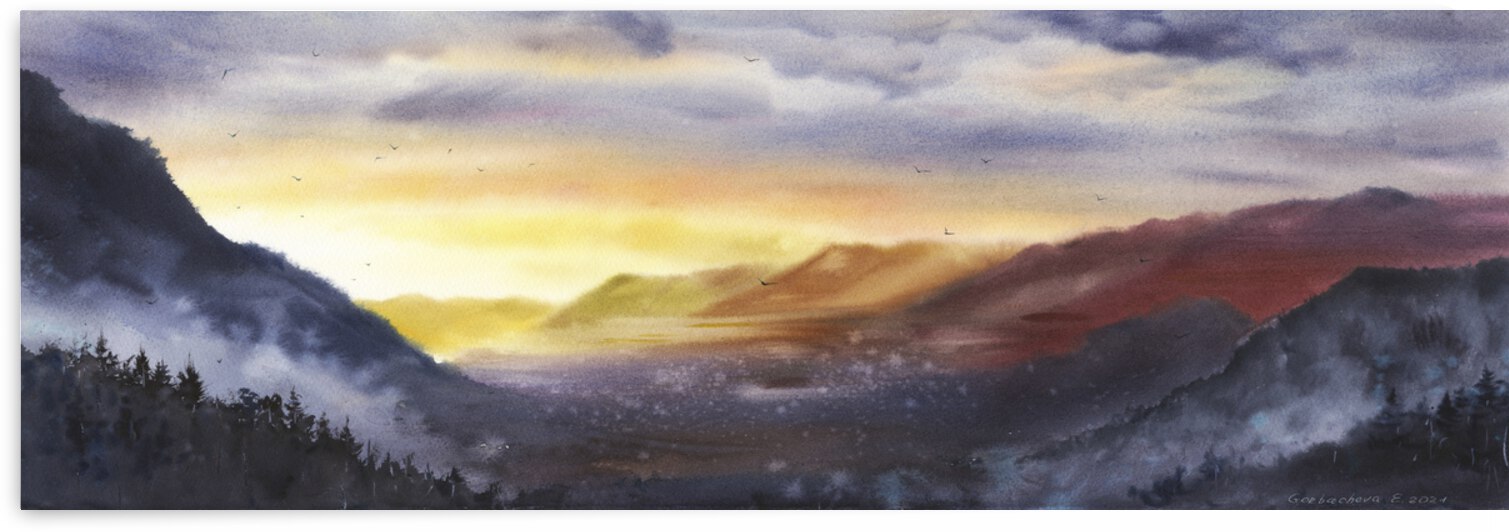 Sunset in the mountains by Eugenia Gorbacheva