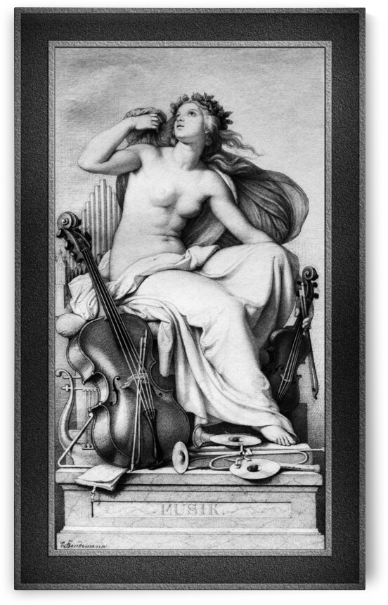 Allegorical Figure of Music by Eduard Bendemann Fine Art Xzendor7 Old Masters Reproductions by xzendor7