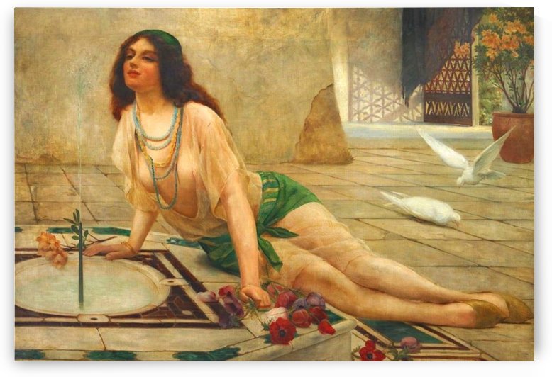 British Harem girl at a fountain by Delapoer Downing