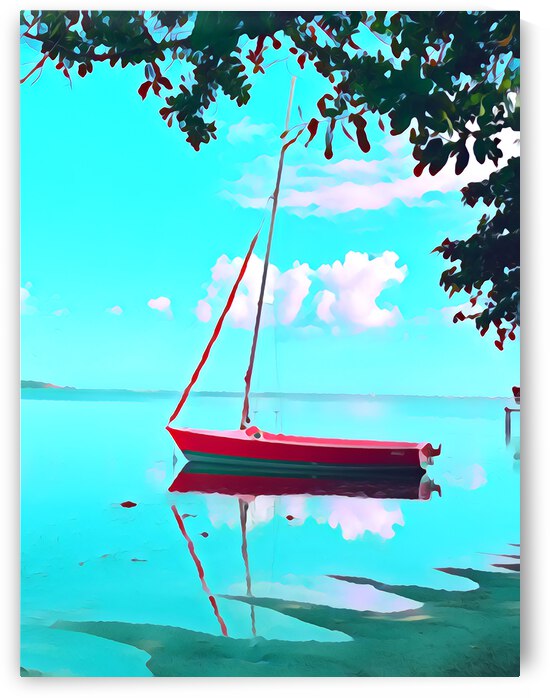 Pink boat at sea by Sibcod