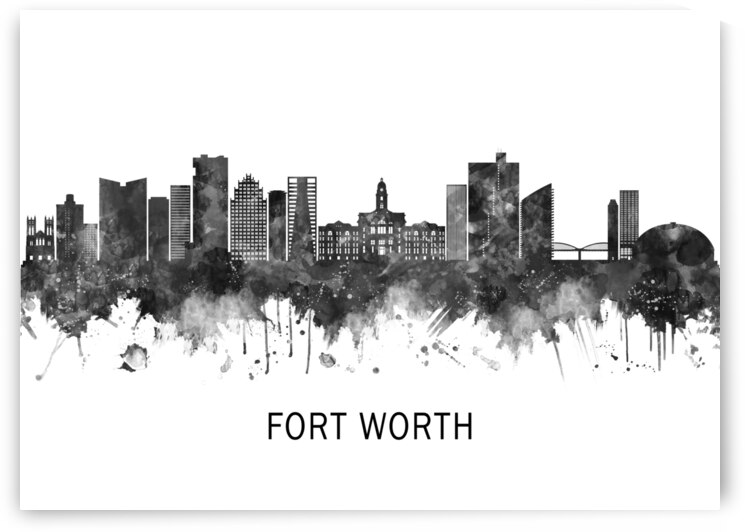 Fort Worth Texas Skyline BW by Towseef Dar