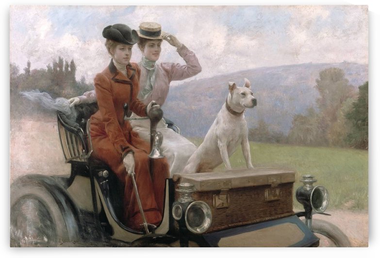 Les Dames Goldsmith au blois de Boulogne en 1897 sur une voiturette by Julius LeBlanc Stewart