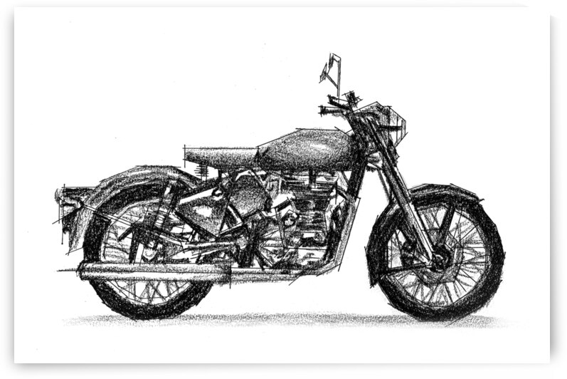 Bike Sketch By Abhi3 24x16 by Abhijeet Shrivastava