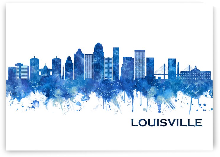 Louisville Kentucky Skyline Blue by Towseef Dar