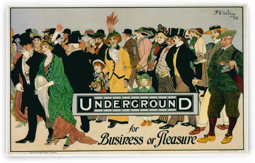 Underground for Business or Pleasure London Underground Poster 1913 by VINTAGE POSTER