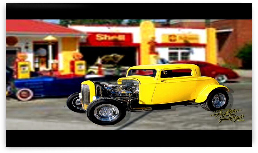 Hot Rod Gas Station  Wall Mural by Rikki Rocx Designs