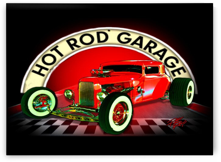 Hot Rod Garage WAll Mural by Rikki Rocx Designs