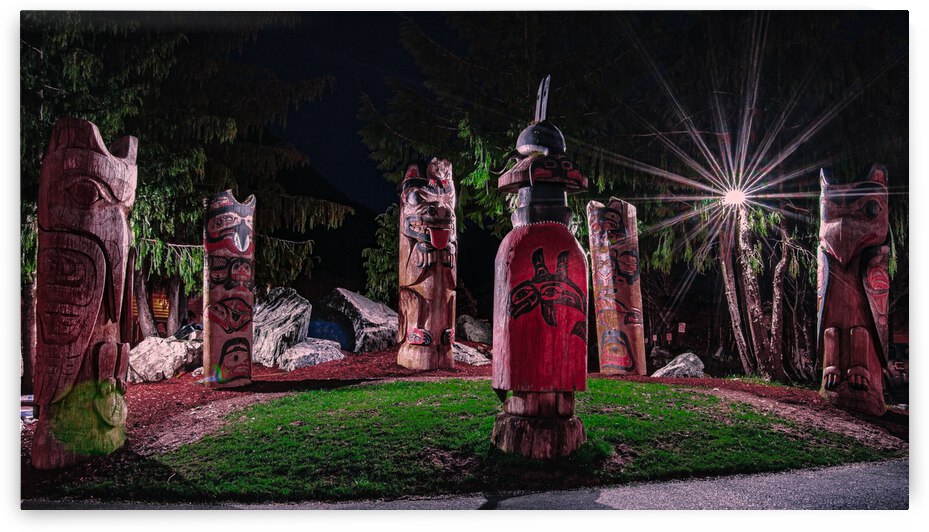 Clan Council Totem Poles by Kenneth White