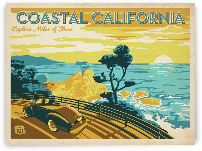 Coastal California travel poster by VINTAGE POSTER