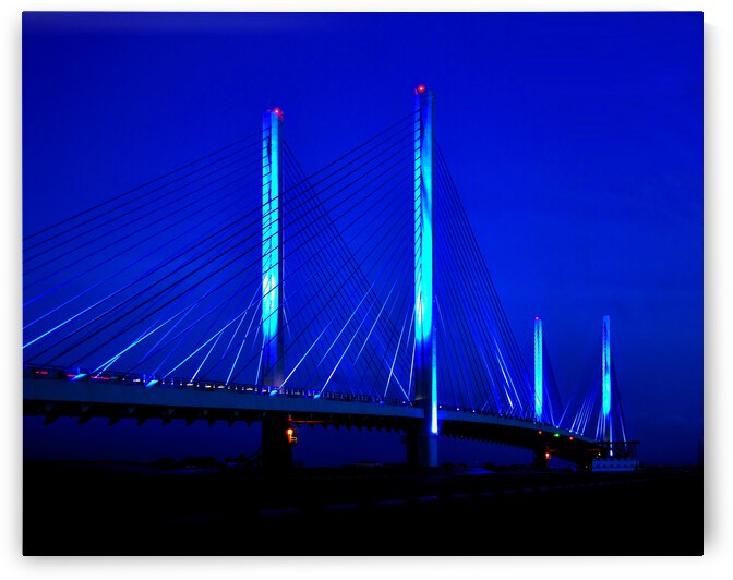 Indian River Blue Bridge at Night 5326 by Bill Swartwout Photography