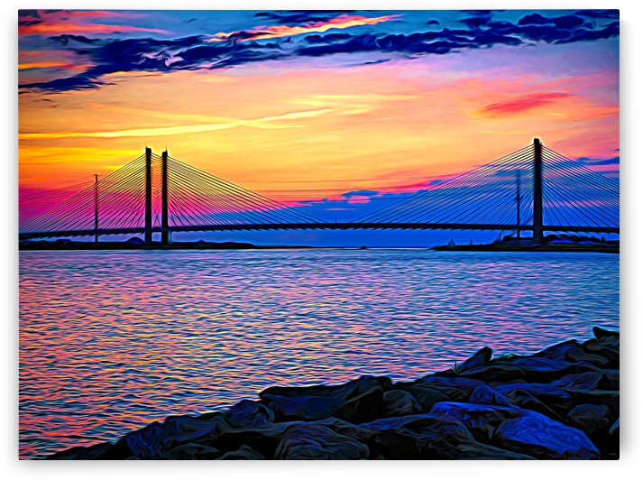 Magenta Dawn Expressionism at the Indian River Bridge by Bill Swartwout Photography