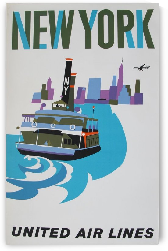 United Airlines Poster for New York by VINTAGE POSTER