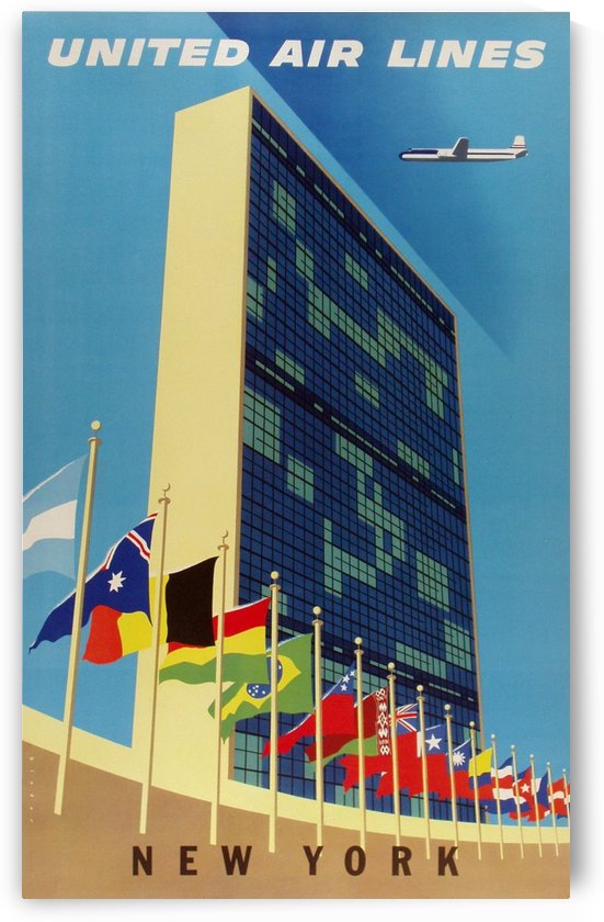 United Airlines Poster New York by VINTAGE POSTER