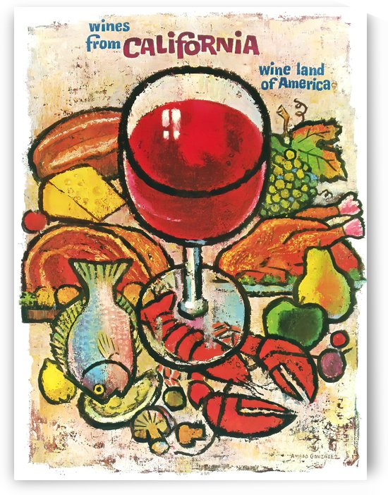 Wines from California wine land of America poster by VINTAGE POSTER