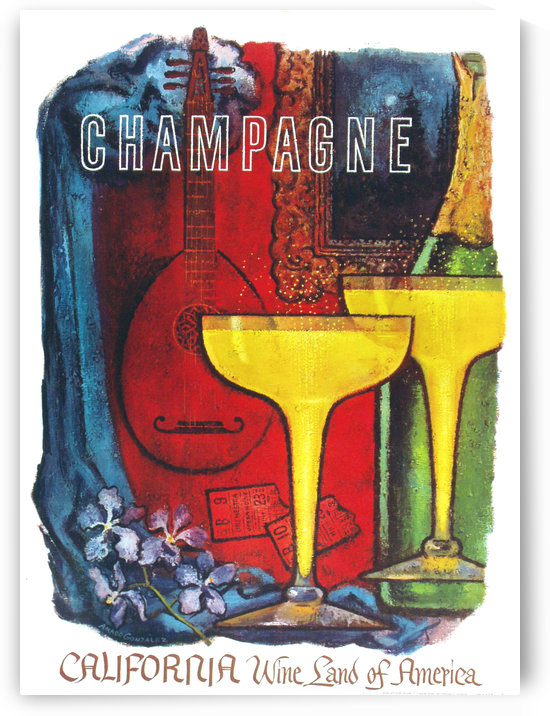 Champagne from California Wine Land of America by VINTAGE POSTER