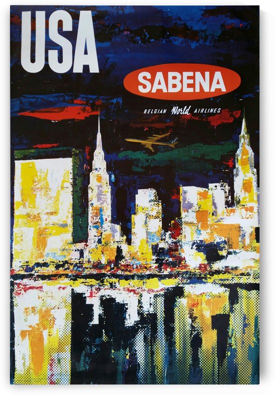 Sabena original vintage poster for USA Manhattan by VINTAGE POSTER