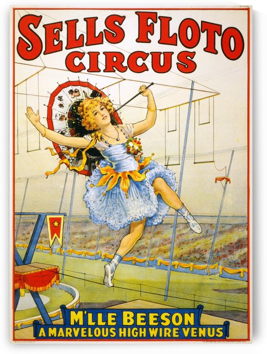 Sells Floto Circus Mlle Beeson A Marvelous High Wire Venus 1921 by VINTAGE POSTER