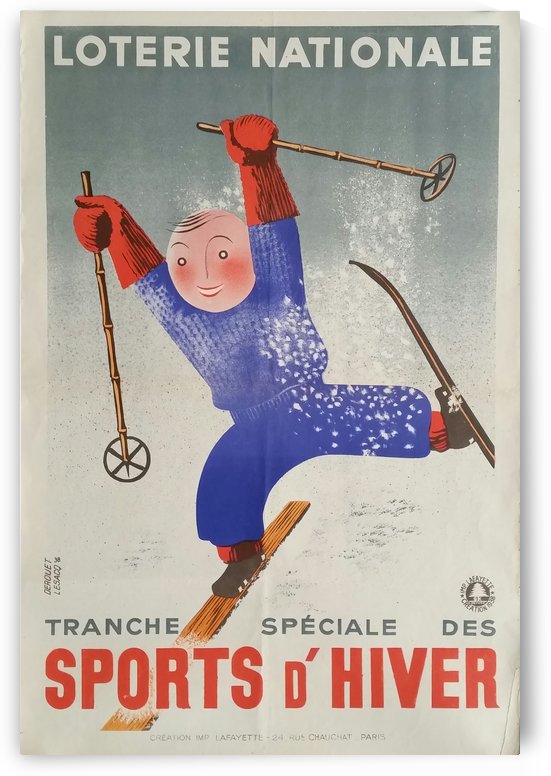 Original vintage poster ski winter sport Loterie Nationale by VINTAGE POSTER