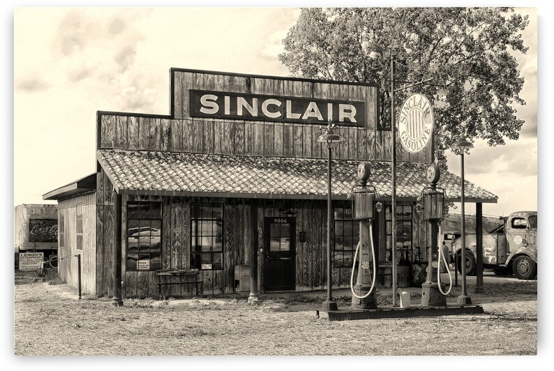 Vintage Gas Station in Black and White 110261 by Bill Swartwout Photography