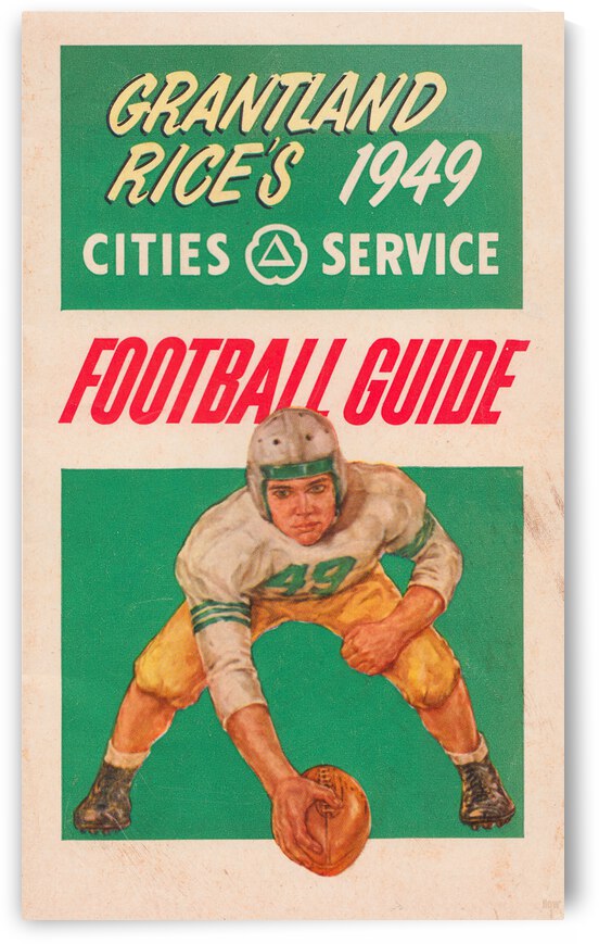 1949 Grantland Rice Cities Service Football Guide Metal Sign by Row One Brand