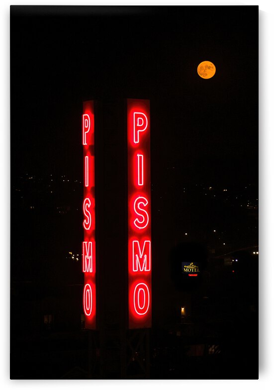 Pismo Sign & Full Moon by dronesey