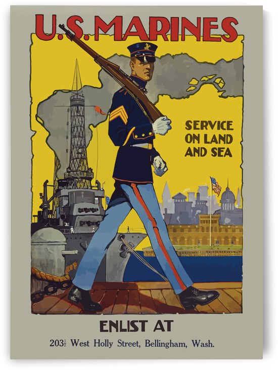Vintage US Marines Poster by Scandinavian Design