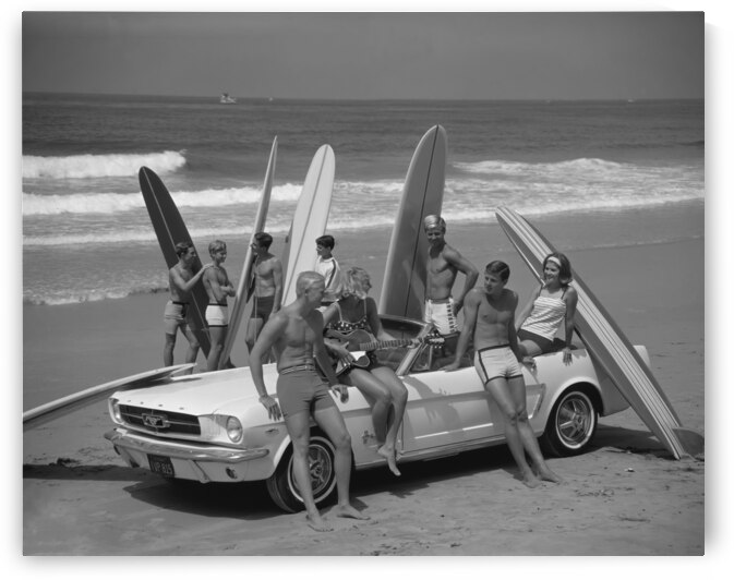 1960 Vintage SURFING PHOTO - Black and White by Surf Posters