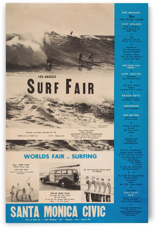 1962 BEACH BOYS Los Angeles Surf Concert Poster  by Surf Posters