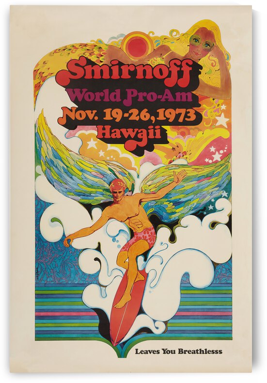 1973 SMIRNOFF WORLD PRO-AM Surfing Competition Poster by Surf Posters