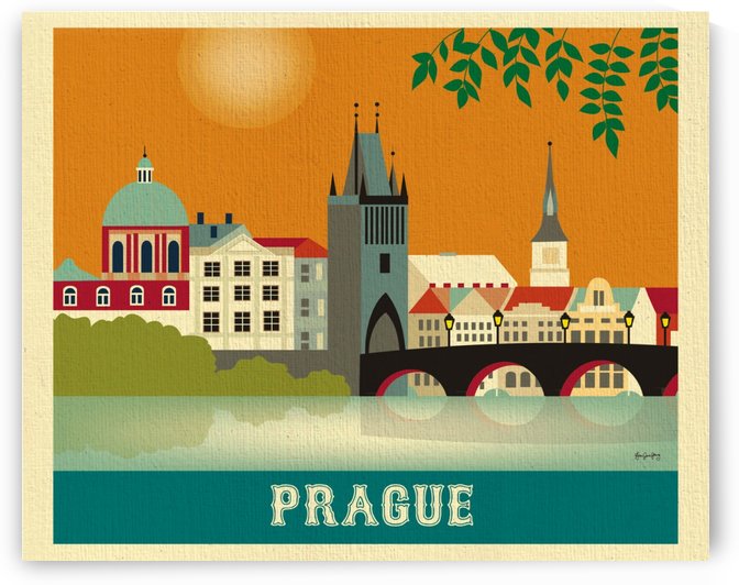 Skyline Prague Art Print by VINTAGE POSTER