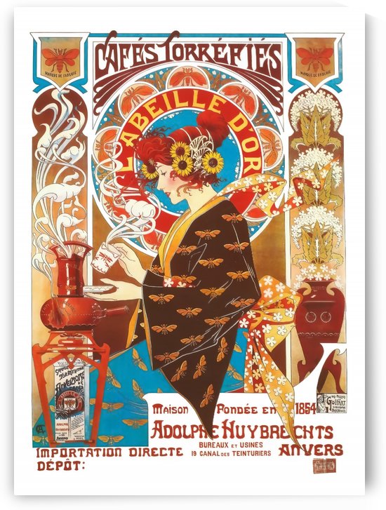 French Art Nouveau Vintage Illustration Coffee Poster by VINTAGE POSTER